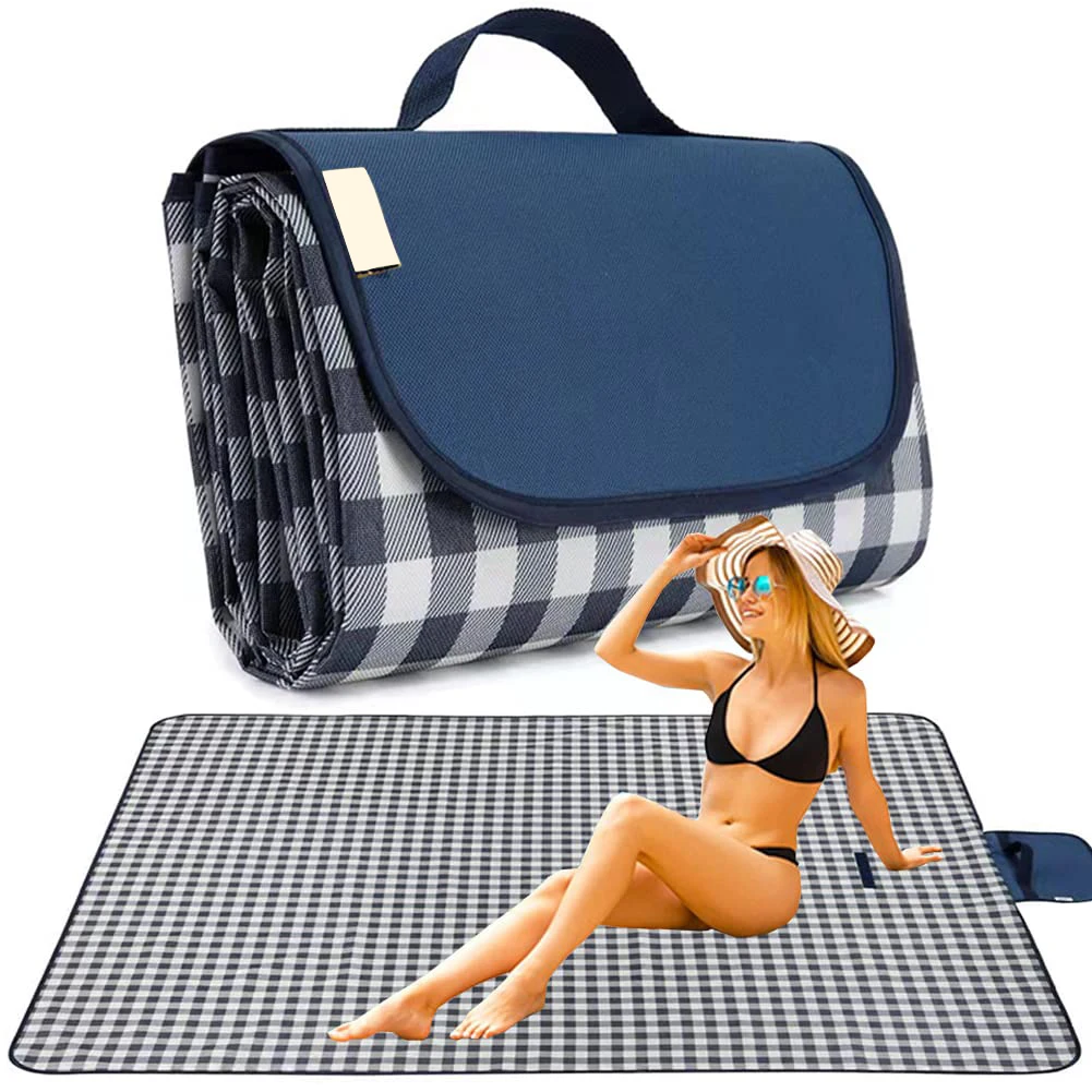 Custom Outdoor Beach Mats Foldable Sand Free Waterproof Picnic Blanket for Family Travel
