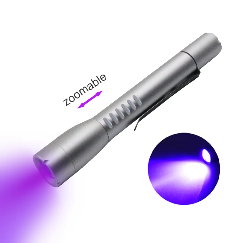 Factory Supply Fluorescent Stuff Detect & Anti-counterfeiting Mark 395nm zoomable Mini Blacklight Ultraviolet Pen Lights