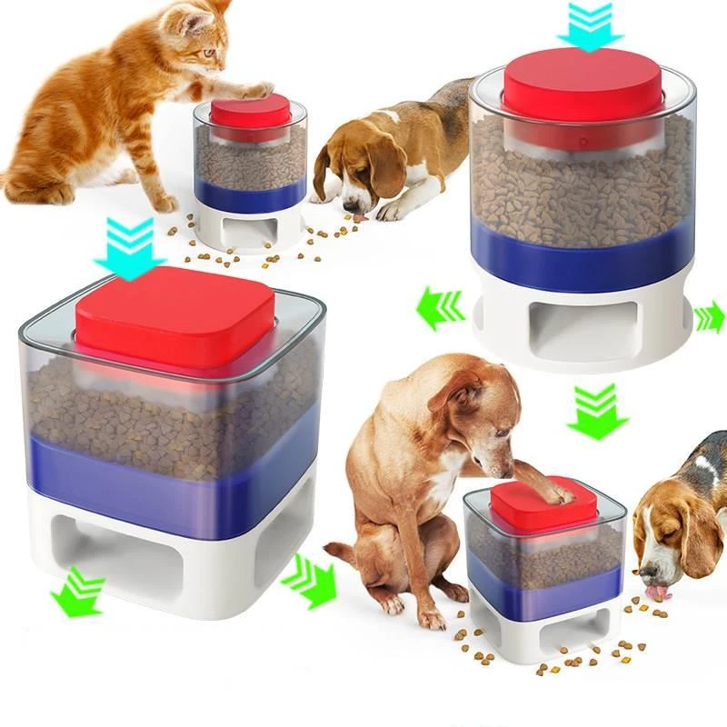 Factory Price Round Pet Food Feeder Smart Automatic Fun Pet Food Catapult Press Pet Food Leakage Feeder Snack Slow Feeder Toys