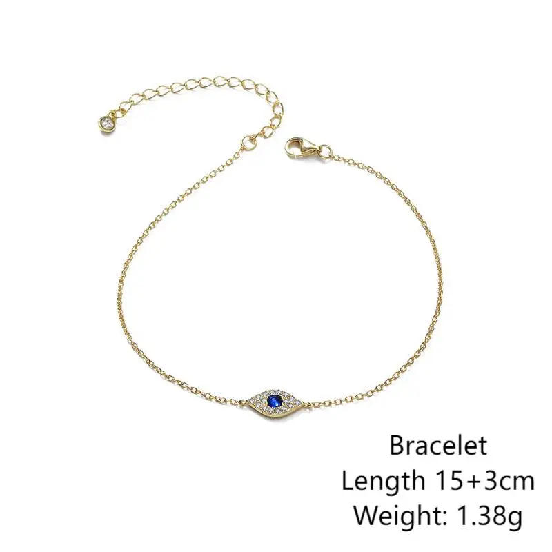 Wholesale Body Jewelry 925 Sterling Silver Cubic Zirconia Blue Eye Anklet Bracelet Blue Zircon Pendant Thin Ankets