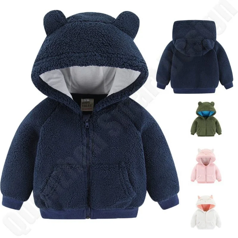 Baby Jackets Newborn Boy Girl Solid Unisex Infants 0-3 Months 3-6 Months Zipper Hooded Baby Winter Clothes Custom Styles