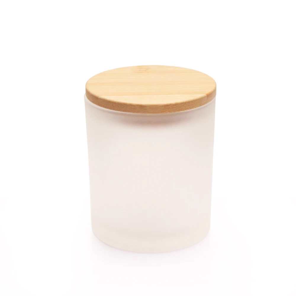 Luxury Empty Unique Frosted Candle Jar 250ml 300ml Aromatherapy Candle Canister Glass with Lid For making candle