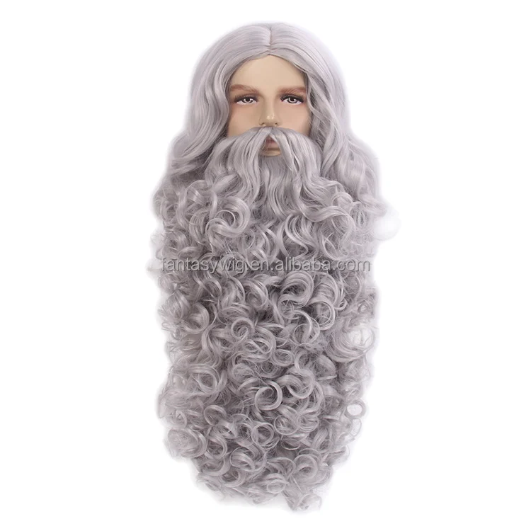 Hot Sale 250% ZM Hair Wholesale Santa Claus Yak Beard Wig Set