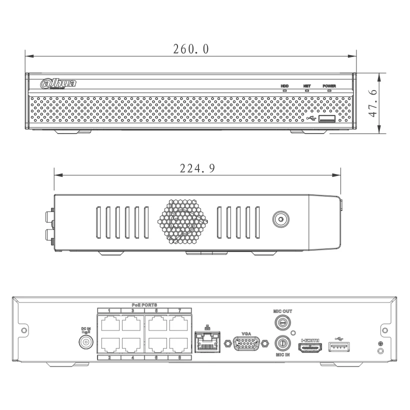  NVR4108HS-8P-4KS2 4/8/16 канальный компактный 1U 4 PoE 8PoE дополнительно 4K и H.265 Lite сетевой видеорегистратор