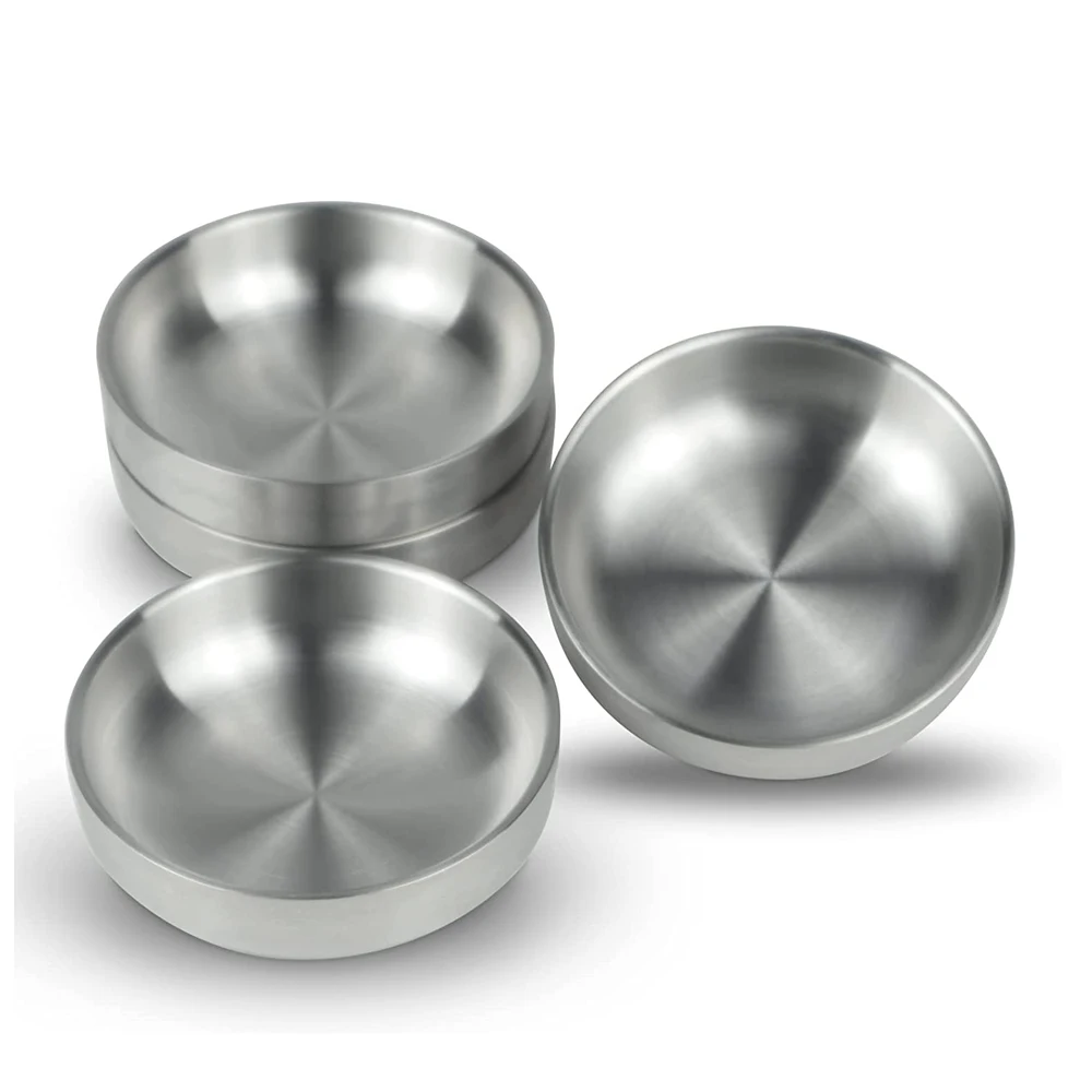 Корейские круглые мини-блюда чаша для суши тарелки приправ закусок 18/8 из нержавеющей стали блюдо соуса