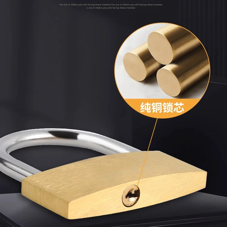 Pure copper padlock solid small household door lock dormitory cabinet lock head locker luggage anti-theft anti-skid padlock