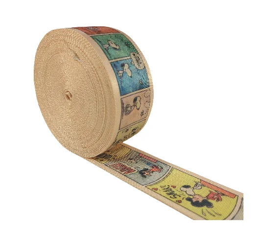 Fashionable Double-faced Cartoon Anime Peripheral 25mm Tubular Polyester Webbing Tape with Custom Pattern