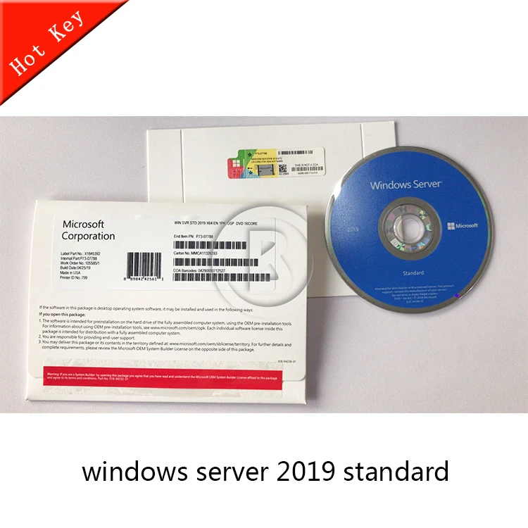  Высококачественный Windows-сервер 2019 Стандартный Win-сервер STD OEM Полный пакет DHL Бесплатная
