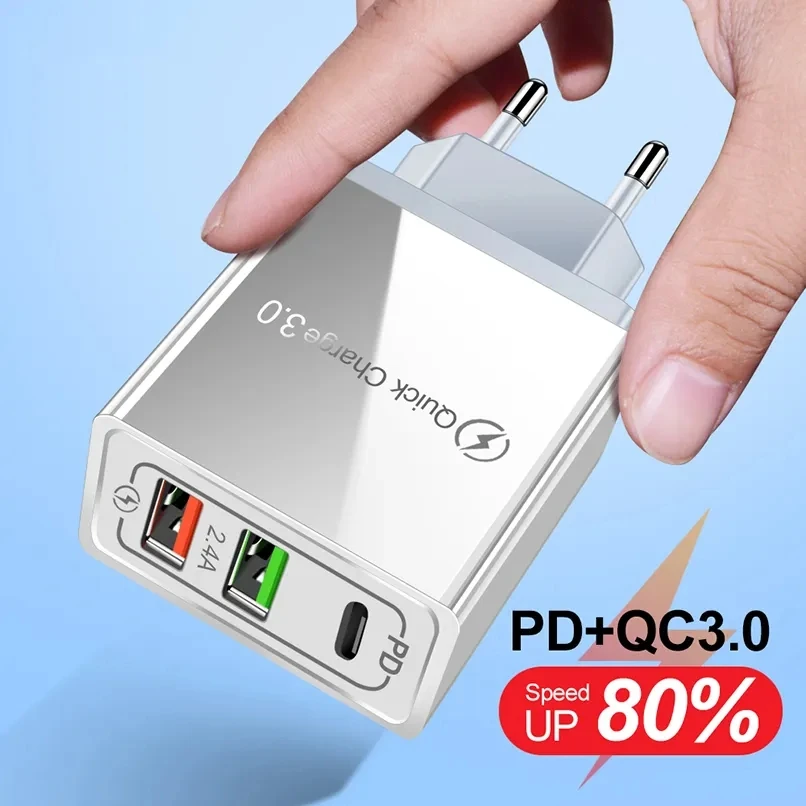 PD Fast Charger QC 3.0 Fast Wall Charger Adapter Plug Type C USB Charger for Samsung For iPhone Tablet