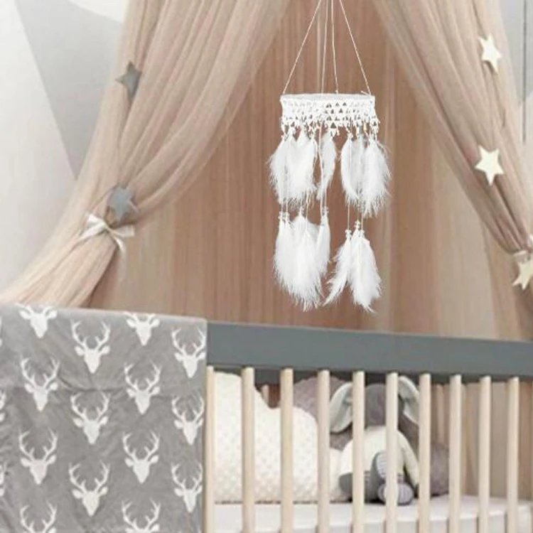 Mobile Light Dream Catchers with LED Lights Hanging Ornaments Feathers Wedding Home Decorations Handmade Dreamcatcher for Girls