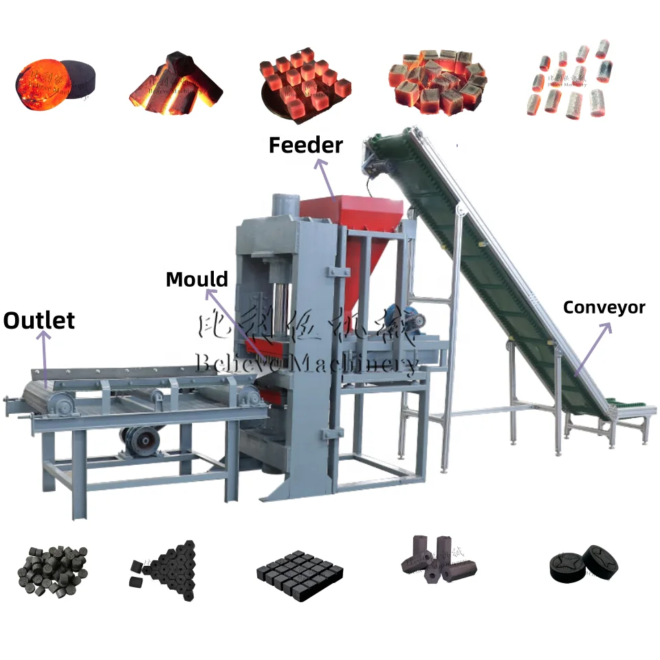 BBQ charcoal hydraulic press hydraulic briquette press machine round square and other shapes hookah coal production line