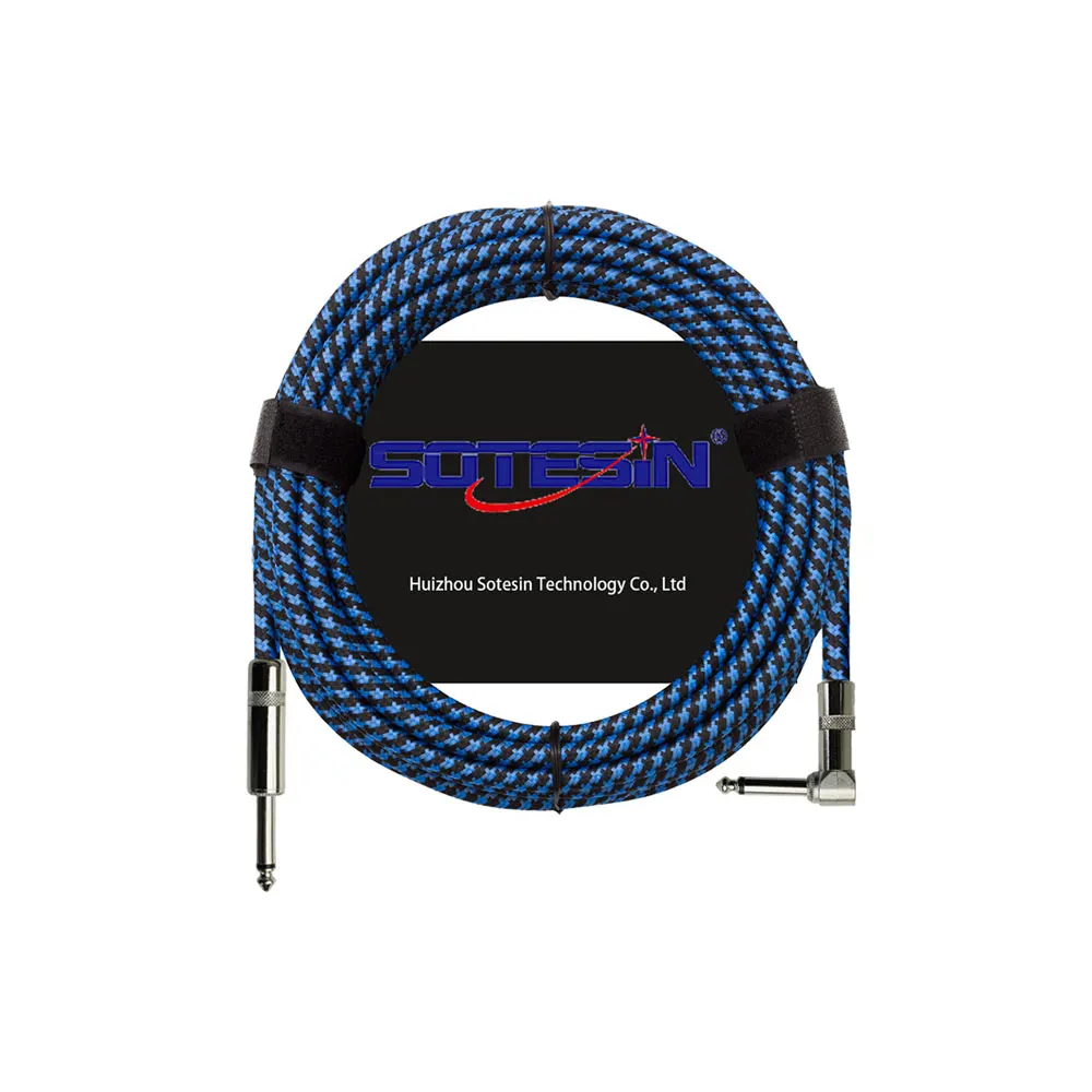 1/4 Inch TRS Instrument Cable 20ft Straight 6.35mm Male Jack Stereo Audio Interconnect Balanced Line