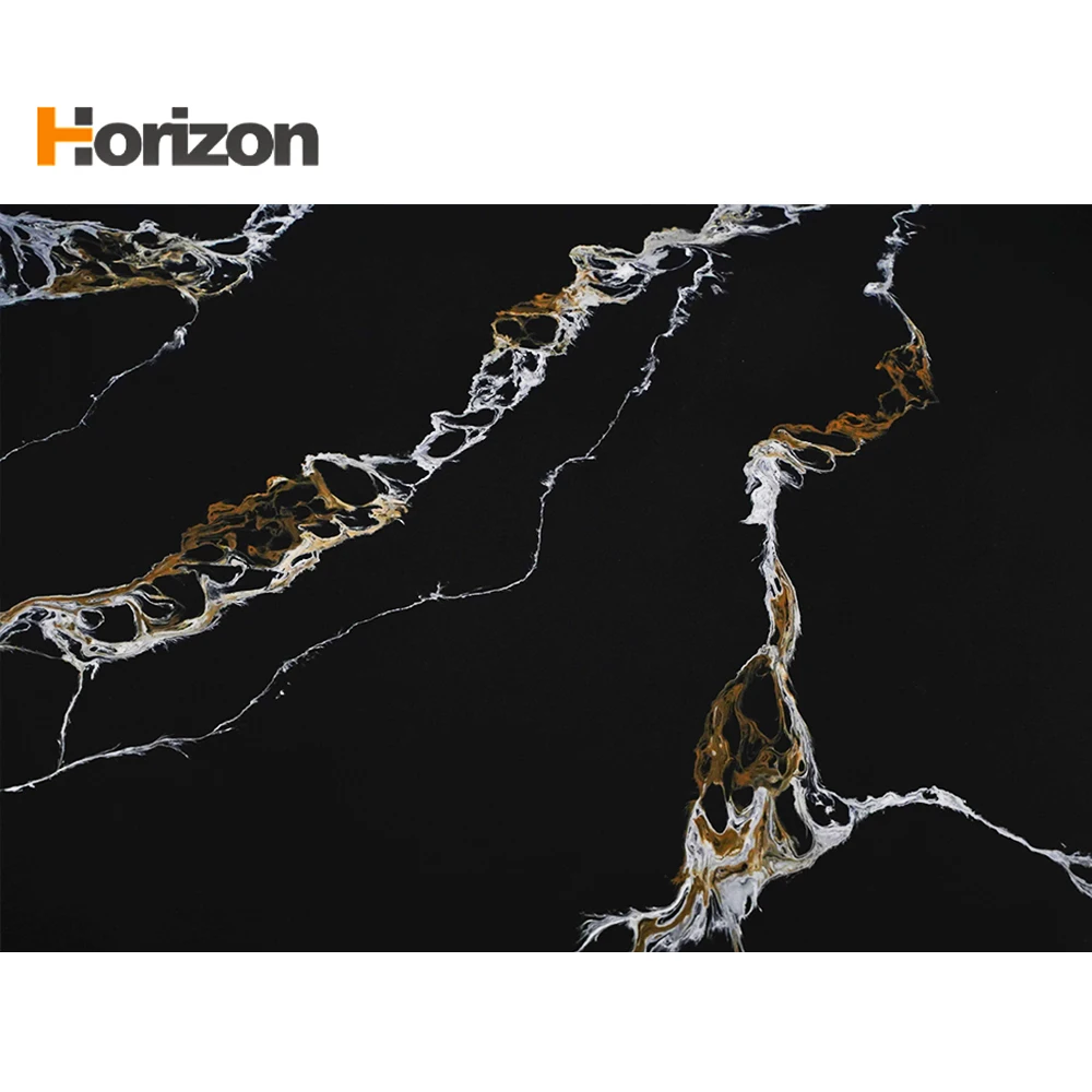 Horizon  Calacatta Black Calcatta Artificial Quartz Slab Stone Quartz 15mm 20mm 30mm Thickness Quartz Countertops Stone