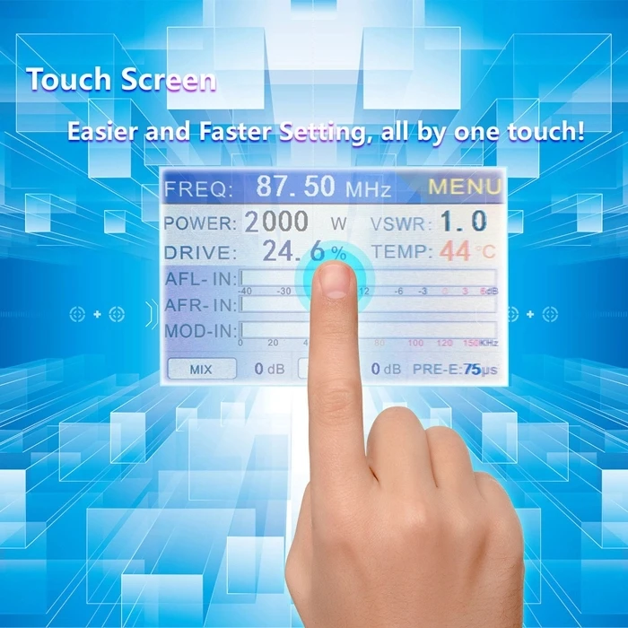 FMT5.0-2000H 2000W profession FM broadcast transmitter with exciter 87.5-108MHz 2U