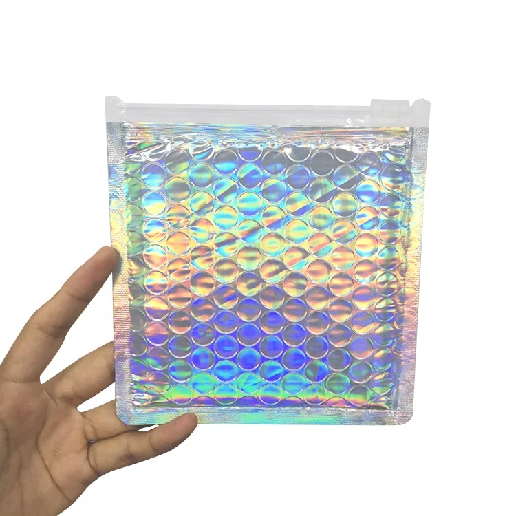 Custom Silver Bubble Mailer with Zipper, Metallic Padded Reusable Pouch, Waterproof and Shockproof Packaging