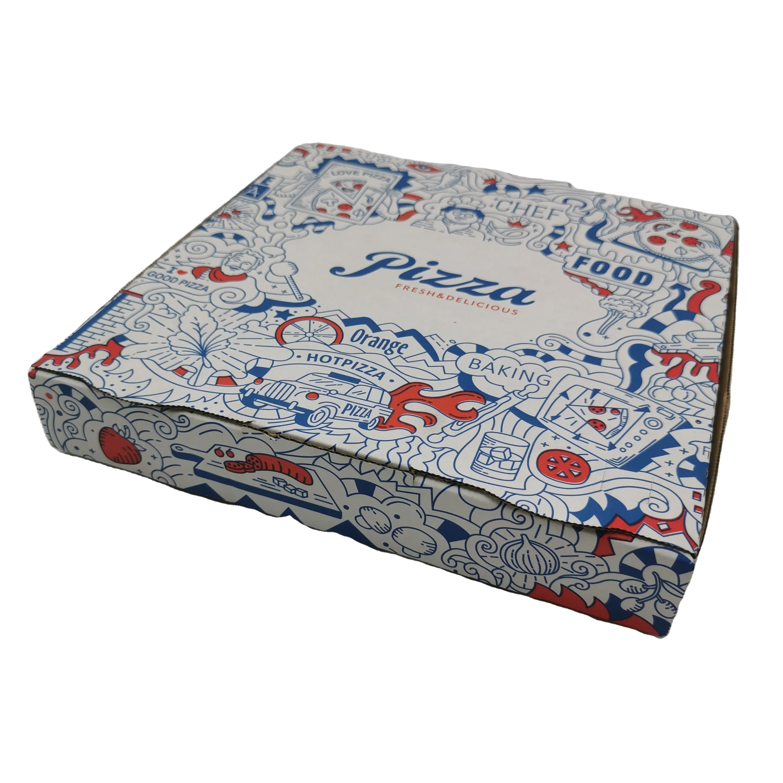 wholesale corrugated board paper custom full color printing logo pizza pie box