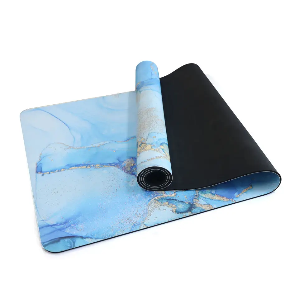 Eco-Friendly Organic Yoga Mat natural rubber Custom Digital Printed for Microfiber Suede Foldable Rubber Yoga Mat