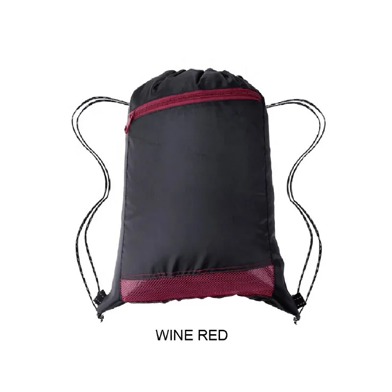 wholesale fashion polyester sporty drawstring backpack customized promotional