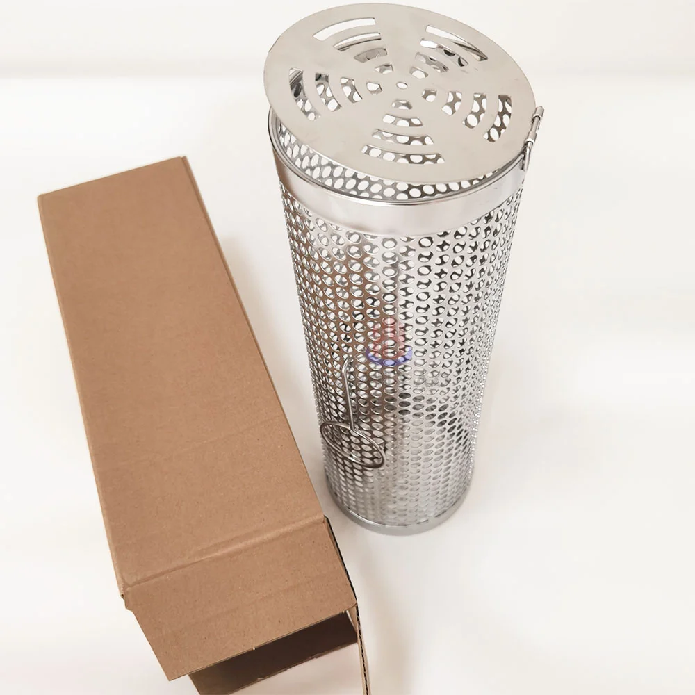 Portable Round Tube Cylinder Stainless Steel Grill Mesh Useful Rolling Grilling Basket for BBQ