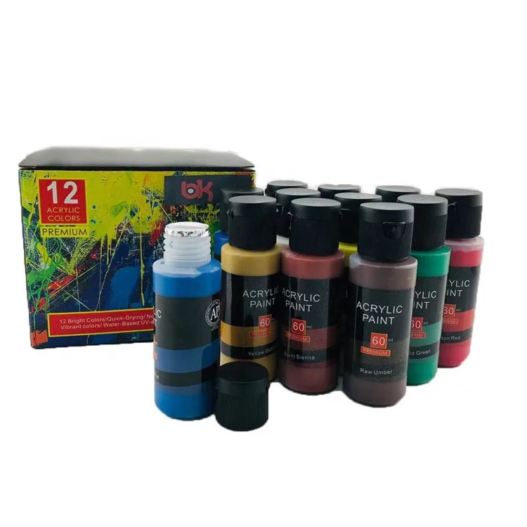 12 color Acrylic paint set 60ML premium pigment paint
