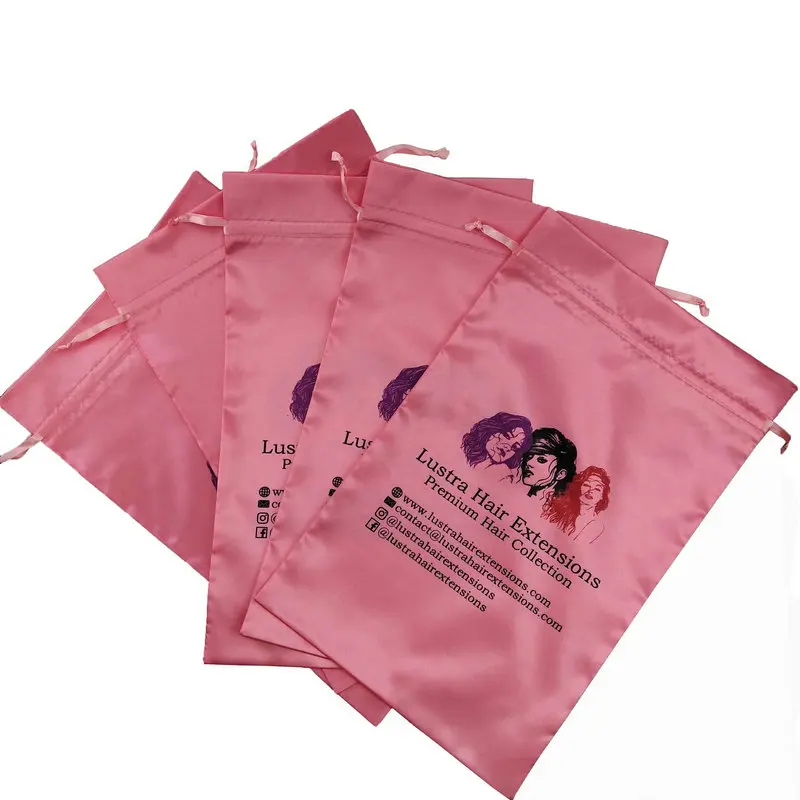 Silk satin hair extension packaging 3 bundles hair satin bag pouch bags