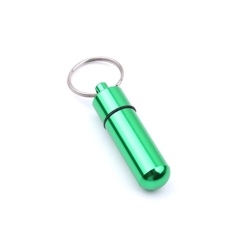 Aluminum Metal Medicine Capsule Bottle Key chain Organizer Pill Holder Storage Box Container Outdoor Pocket Waterproof Pill Case