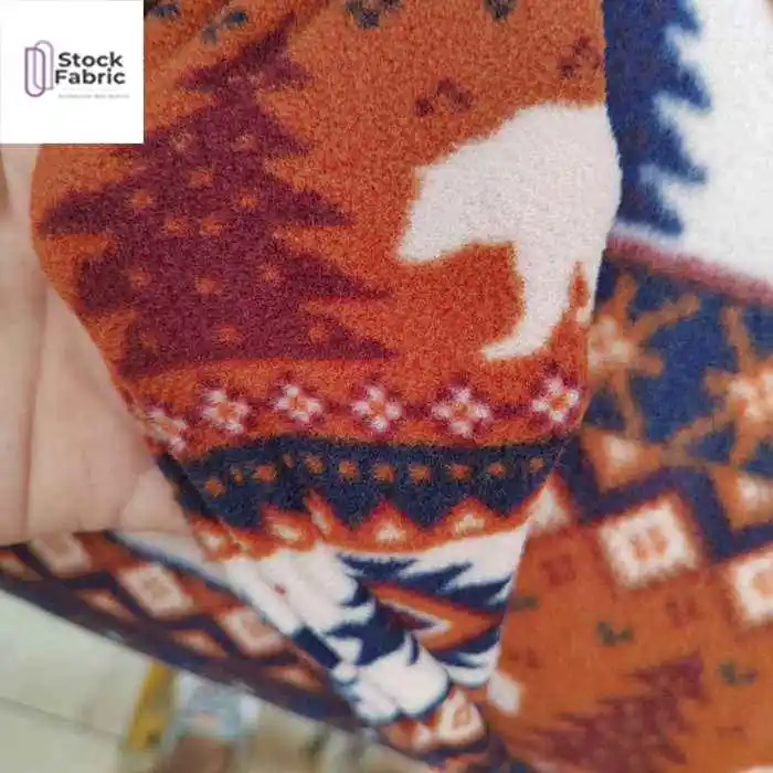 Ready goods good quality 100% polyester knitted polar fleece velvet print stock fabric for garment