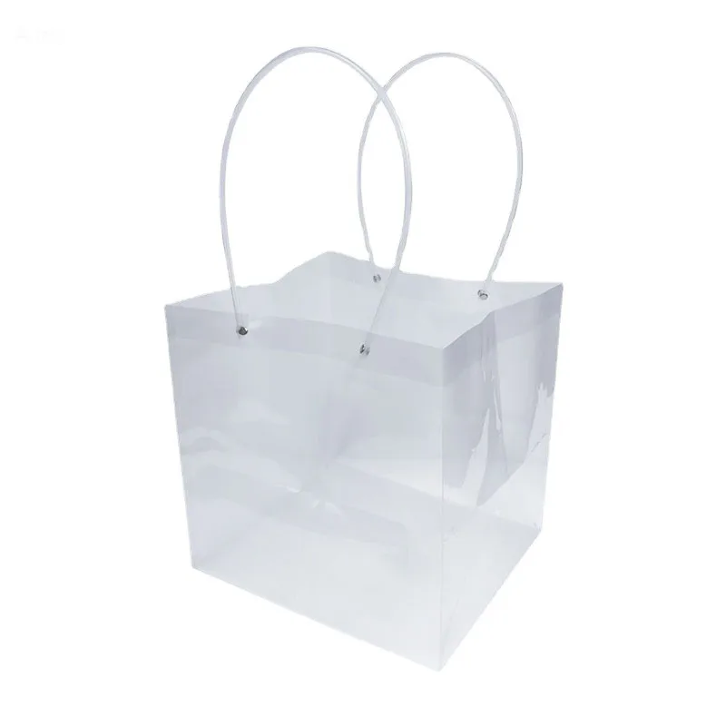 Aierflorist china wholesale gift wrapping paper printing Boxes Buckle transparent PVC gift tote bag flower tote wholesale