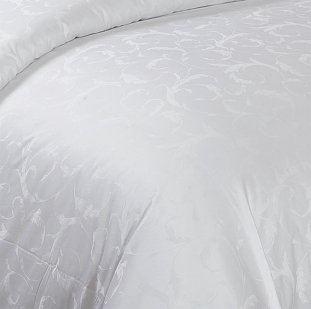 Deeda textile pure white cotton sateen jacquard hotel bedding suppli