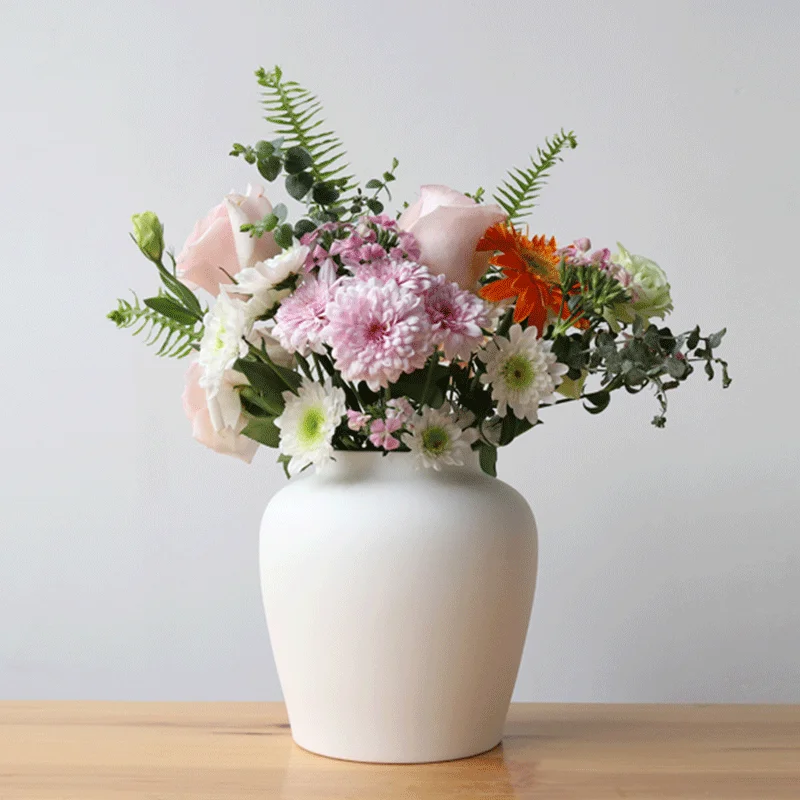 Современная Гостиная Цветочная композиция для дома креативное украшение белая керамическая ваза с
