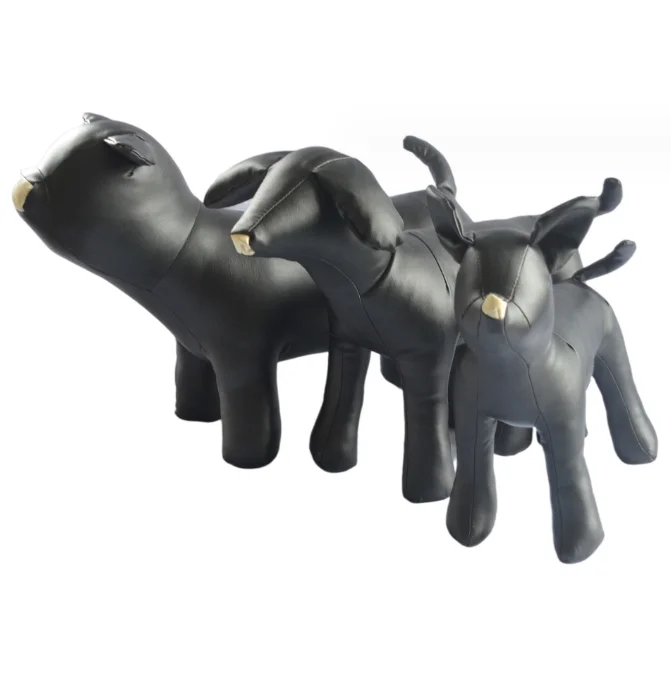 Stock PU Leather Dog Mannequins Standing Position Dog Models Toys Pet Animal Shop Display Mannequin