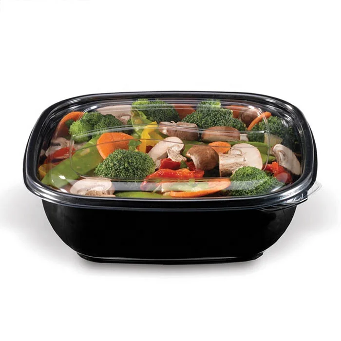 Customized black 1 Compartment Pp Plastic Takeout Box Microwave Safe To Go Fast Food Container Leakproof Takeout Tray With Lid