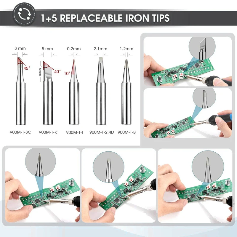 handskit 936 11pcs Soldering Iron  110V 220V 60W Thermostatic Electric Solder Iron With 5pcs Soldering Tip Solder tin sucker