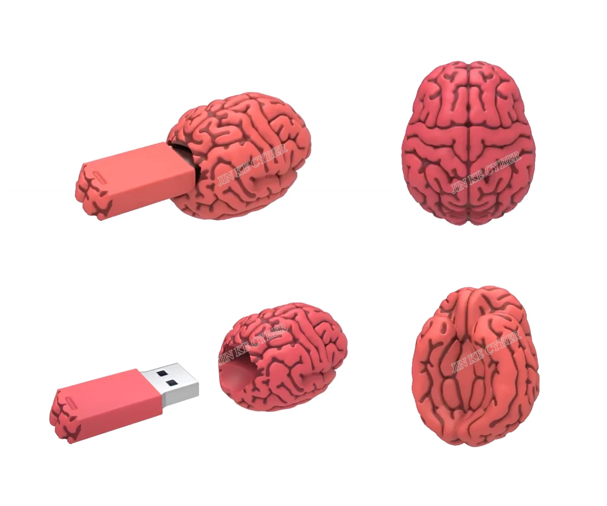 Rubber brain Shaped PVC USB Flash Drives For Medical Training 16gb USB Stick