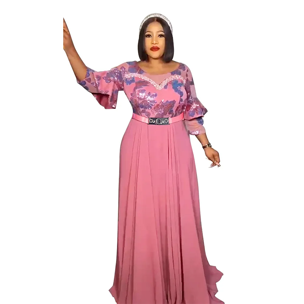 2023 spring summer elegant beaded fashion party long chiffon straight dresses