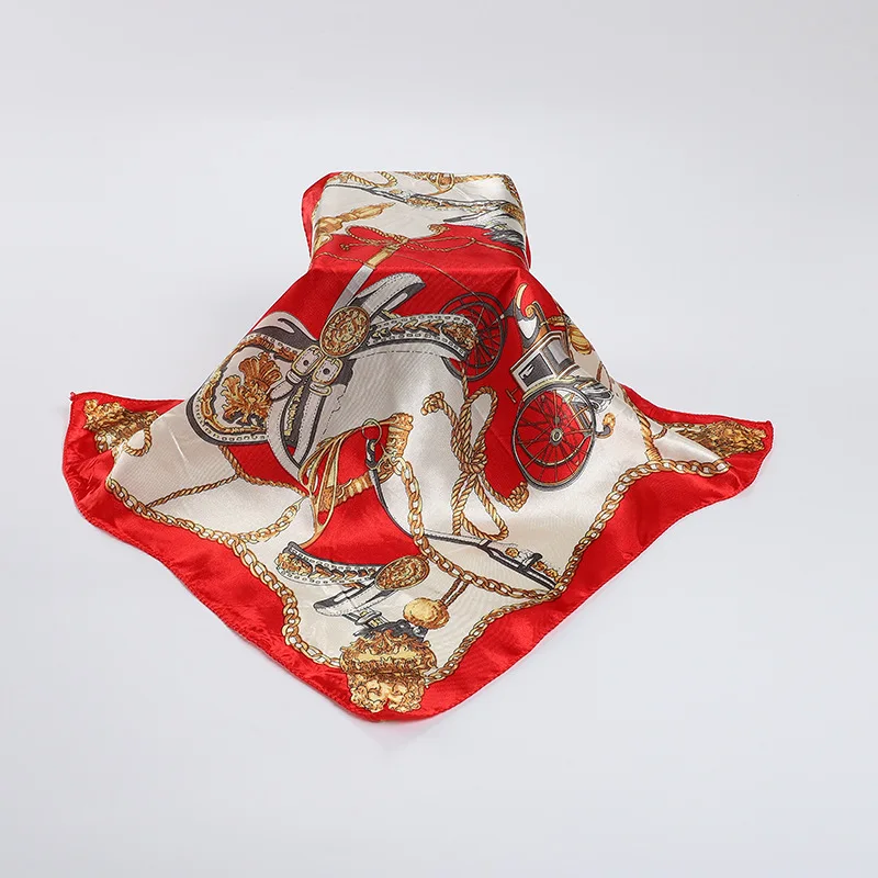 Wholesale Summer Women Retro Cashew Scarf Soft Floral Printed Square Custom Head Wrap Fashion New Leopard Satin Silk Scarf