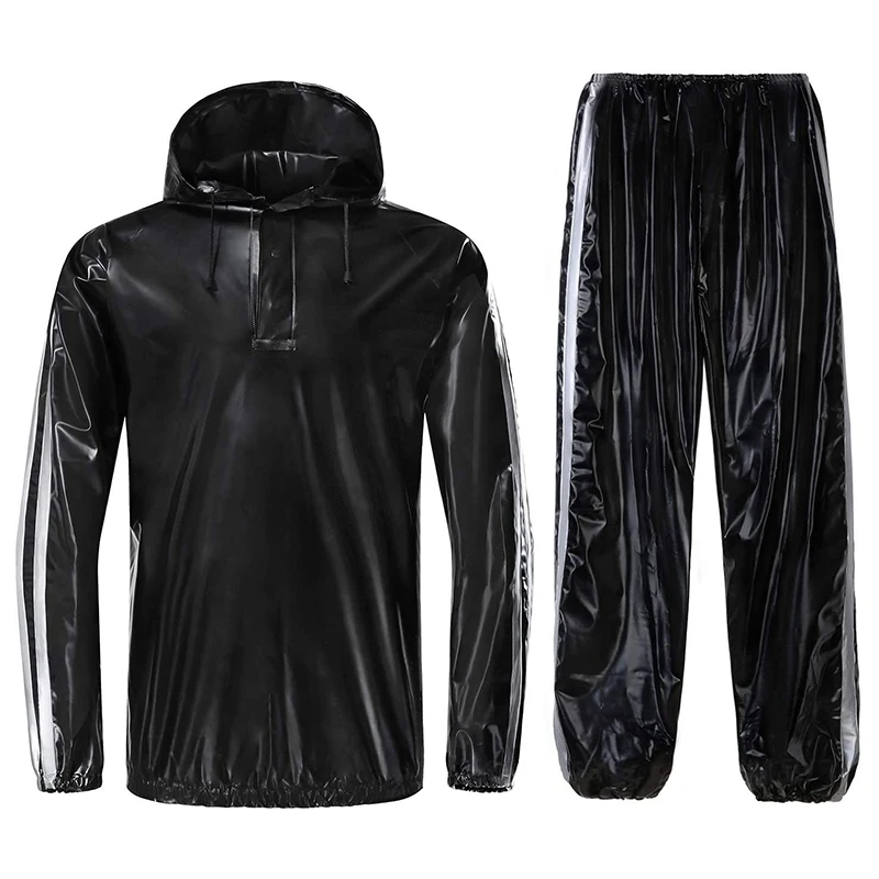 High Quality Full Plastic Sweat Suits Plus Size Hot PVC Weight Loss Sauna Suit Set For Men