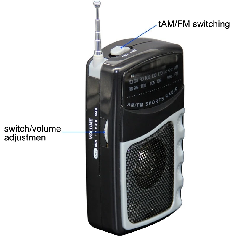 Оптовая продажа портативное радио FM/AM карманный большой динамик для улицы ручное управление моно-канал Walkman