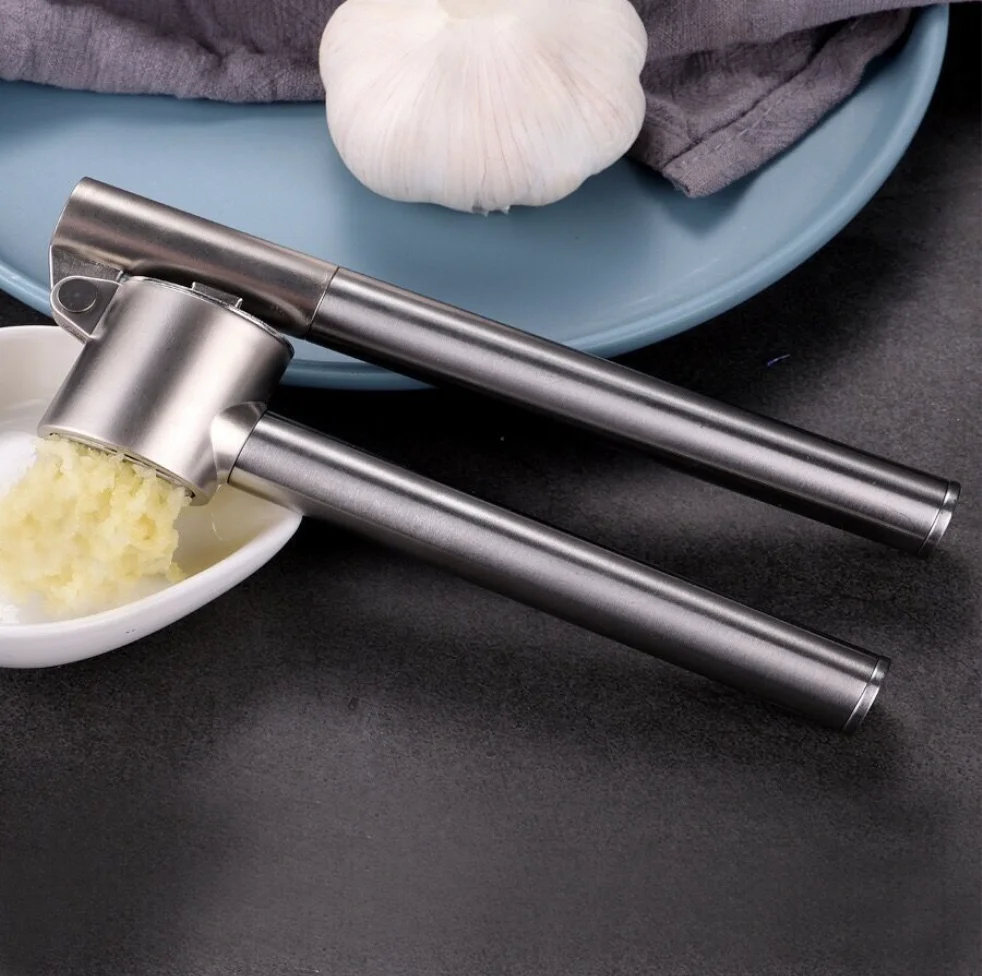 304 Stainless Steel Garlic Press Mincer Garlic Crusher Peeler Set Detachable Heavy-duty Rust Proof Garlic Mince