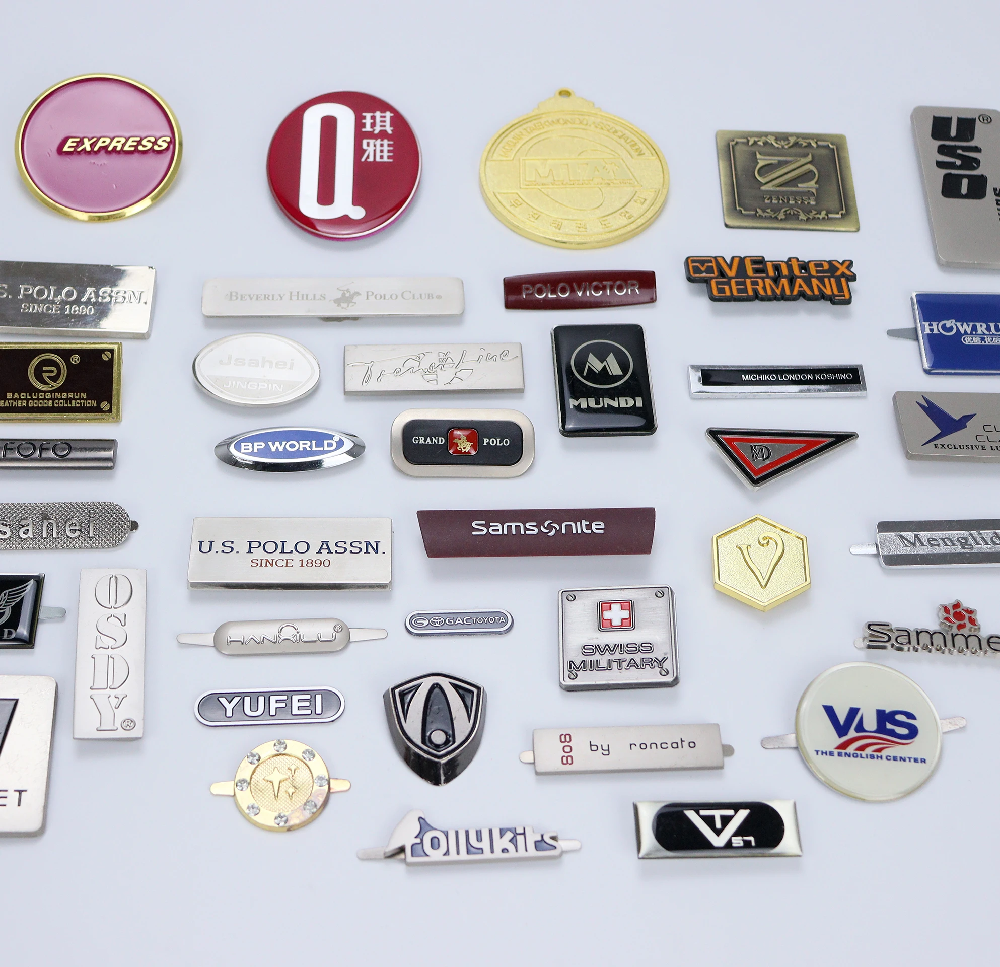 Custom Metal Logo Label Tags for Handbags ODM OEM for Bag Category Badges metal logo custom
