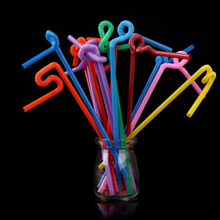 Bendable Decorative Fancy Straws Drinking Cocktail Juice High Grade Plastic Straw Packaged with Plastic or Paper