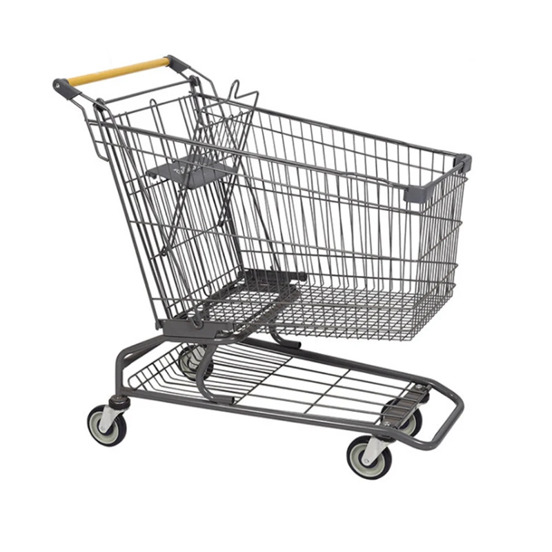 Customized Double Layers Supermarket Retail Stores Shopping Baskets Cart Trolley