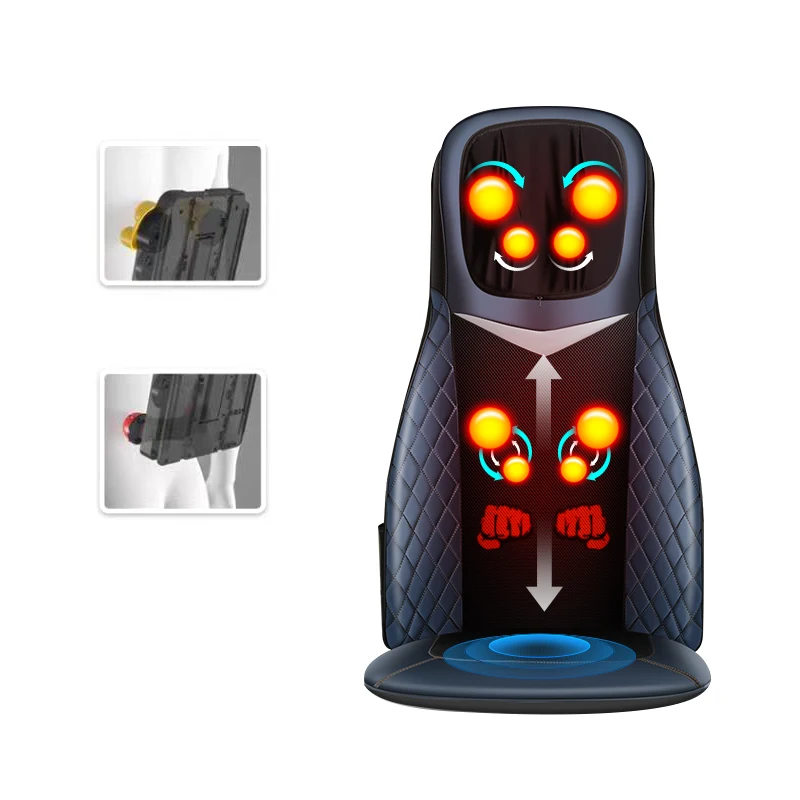Youmay OEM Portable Neck Back 3D Air Body Kneading Seat Vibration Massage Home Car Electric Shiatsu Massage Cushion Heated