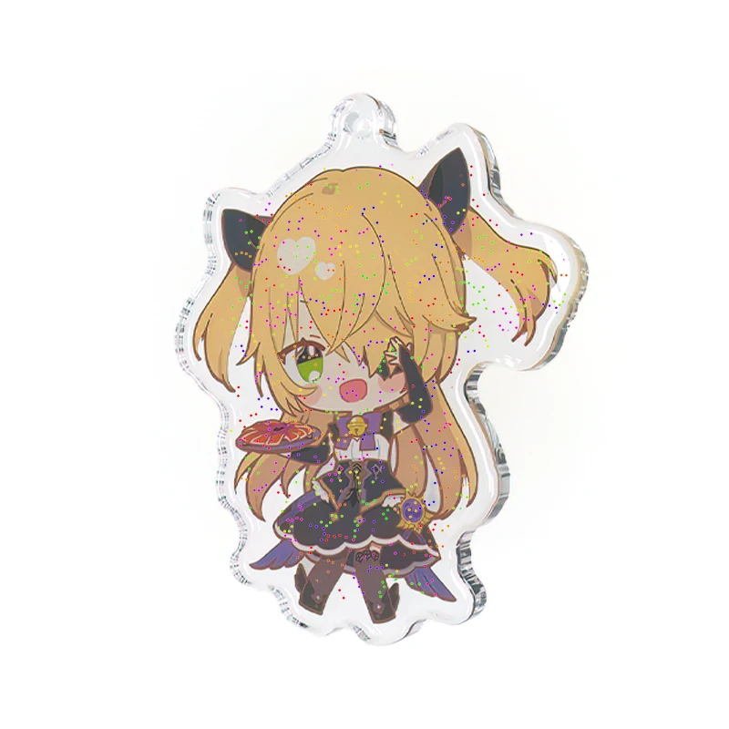 PAKA Promotional Blank Two Double Sided Cute Anime Printed Glitter Kawaii Acrylic Charms Keychains Wholesale For Customize