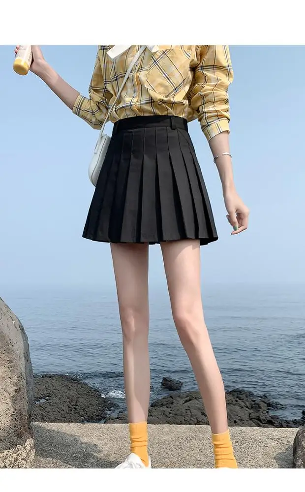 Милая плиссированная юбка в стиле преппи, женская летняя Милая юбка с высокой талией в стиле Харадзюку, школьная мини-юбка для девочек