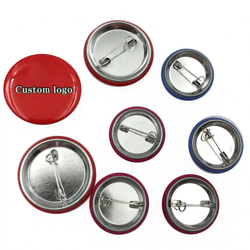 Promotional cheap anime sublimation logo round safety blank 75mm 58mm 44mm 37mm custom metal tin tinplate button pin badge