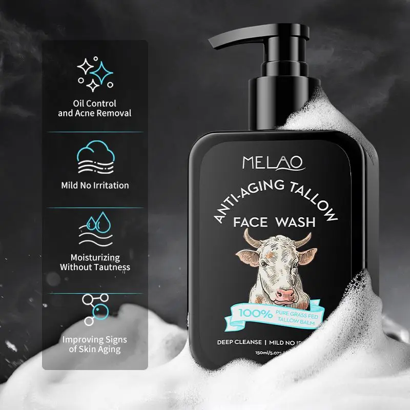 OEM/ODM MELAO Daily Tallow Facial Cleanser For Sensitive, Combination To Oily Skin Free ,gentle Foaming Face Wash For Women