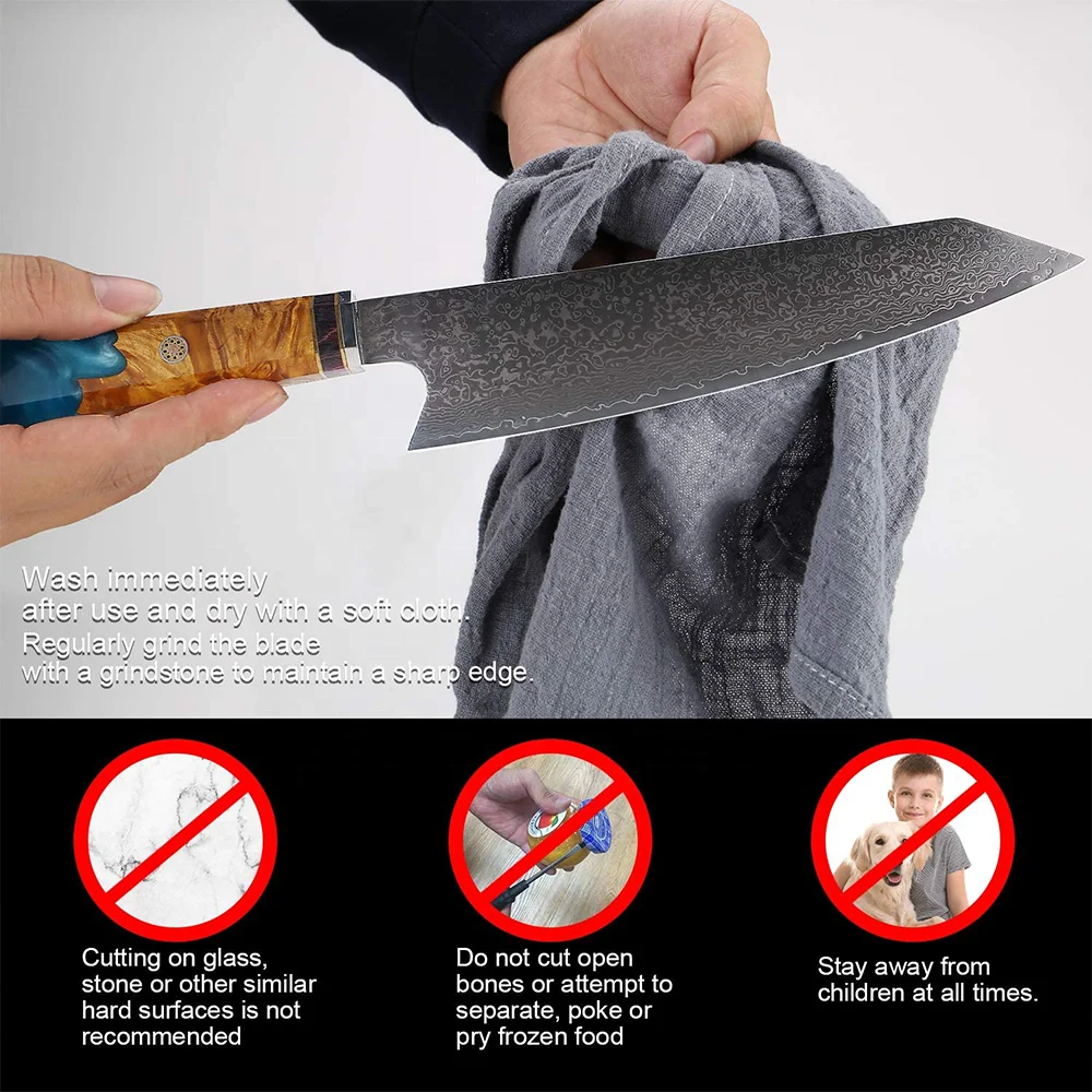 8 дюймов kiritsuke Bunka Gyutou японский Дамаск AUS10 нож шеф-повар эпоксидной смолы