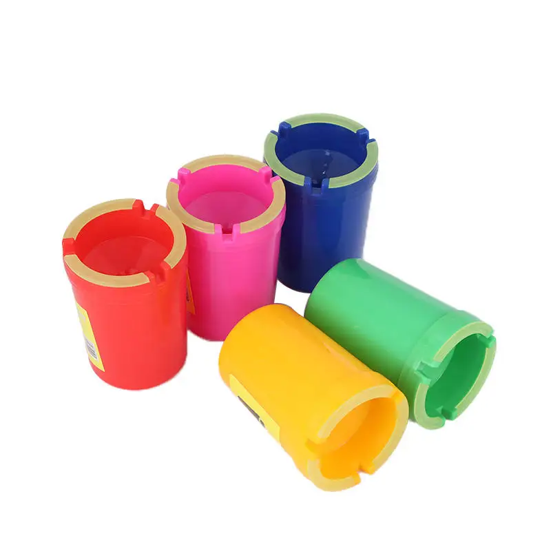 Factory Stock Wholesale Customizable Logo ABS Ash Tray Multi-Color Mixed Plastic Luminous Car Ashtray