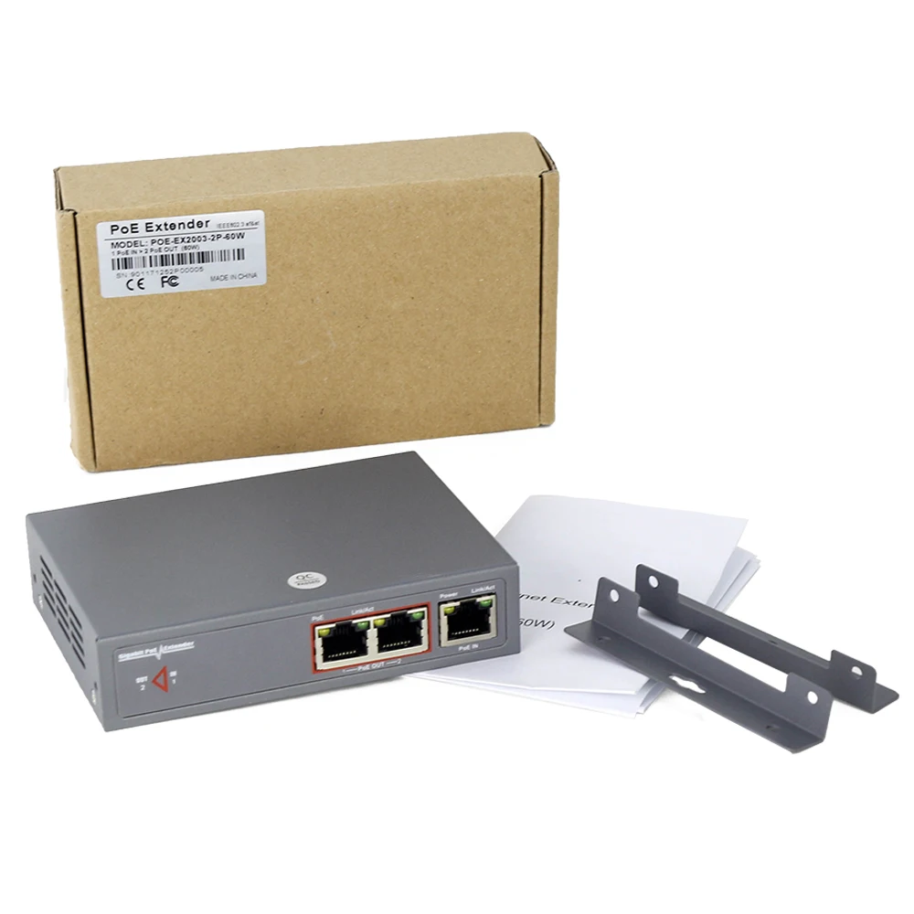 Wholesale Price Metal Shell POE Amplier 30W 2 Ports PoE Splitter Gigabit Extender POE